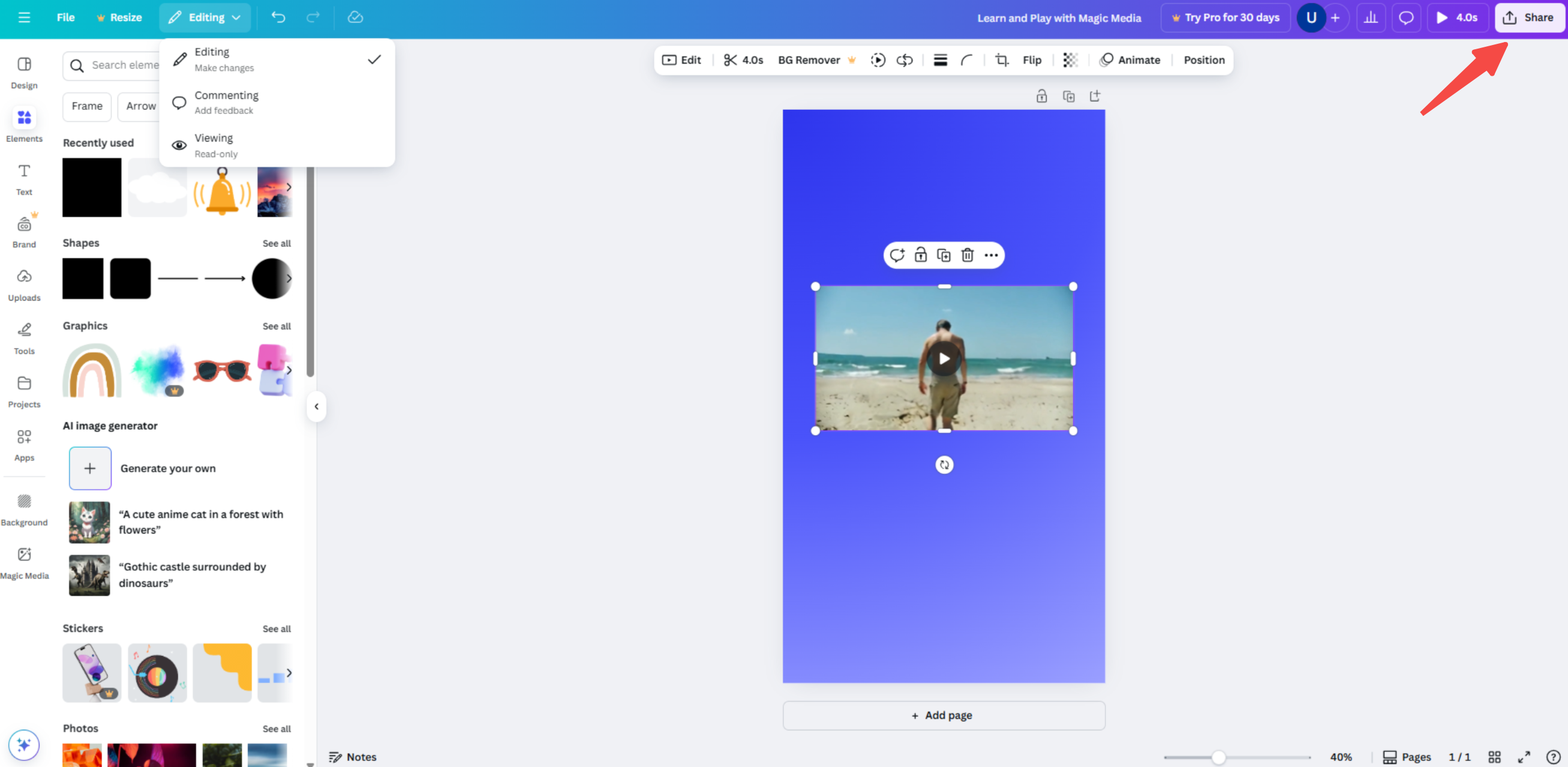Pag-convert ng text sa video sa Canva