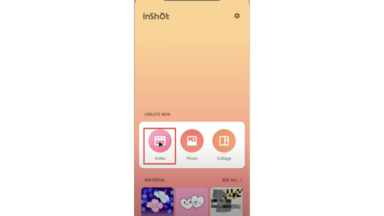 InShotに動画をアップロードする