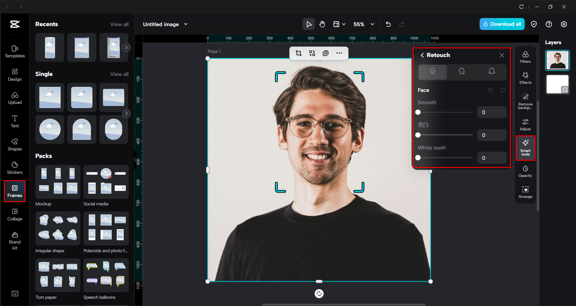 Enhancing the image with AI tools in the CapCut desktop video editor