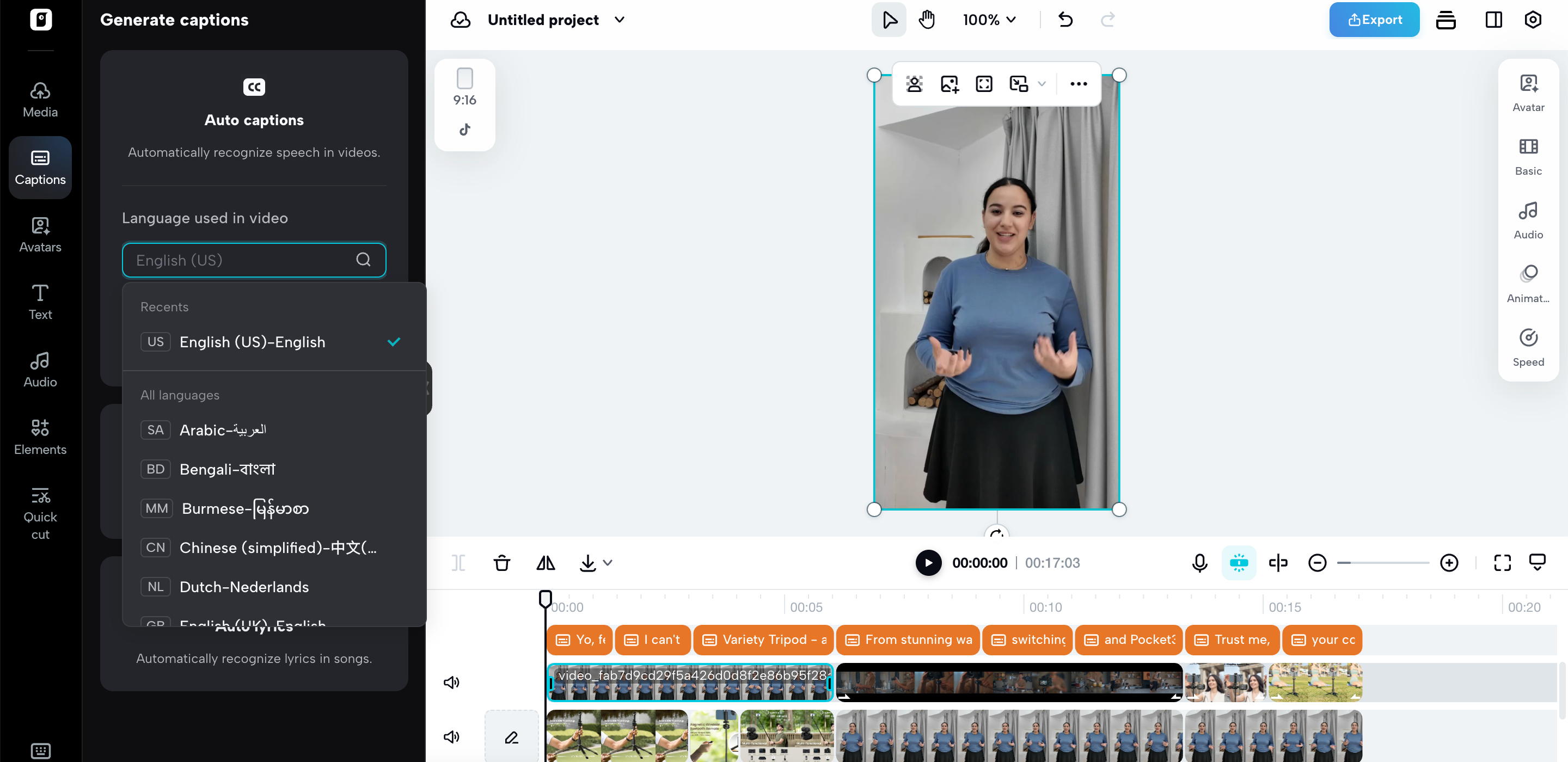 Translate product tour videos