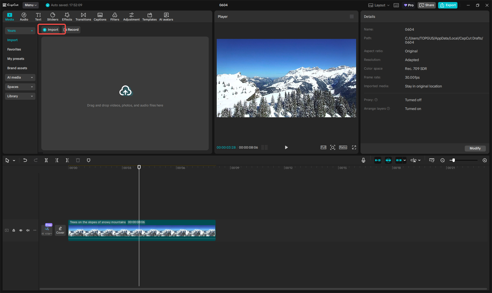 Inicie CapCut e importe su video