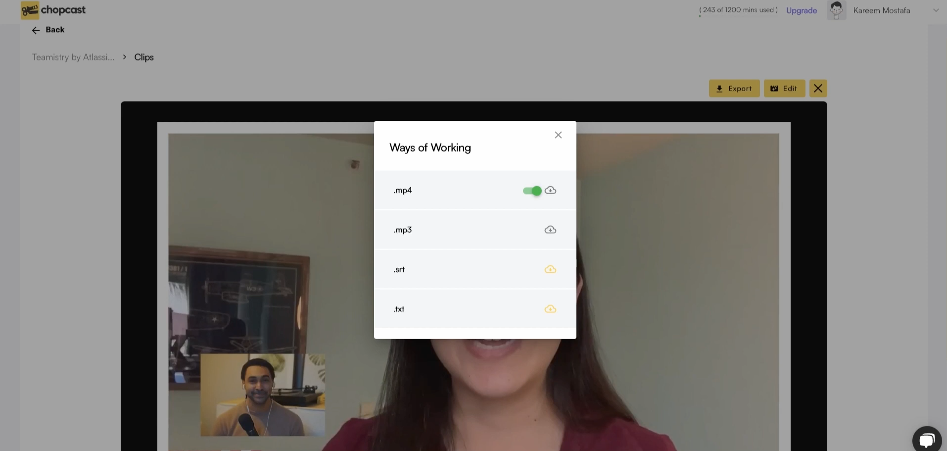 Edit or export the video