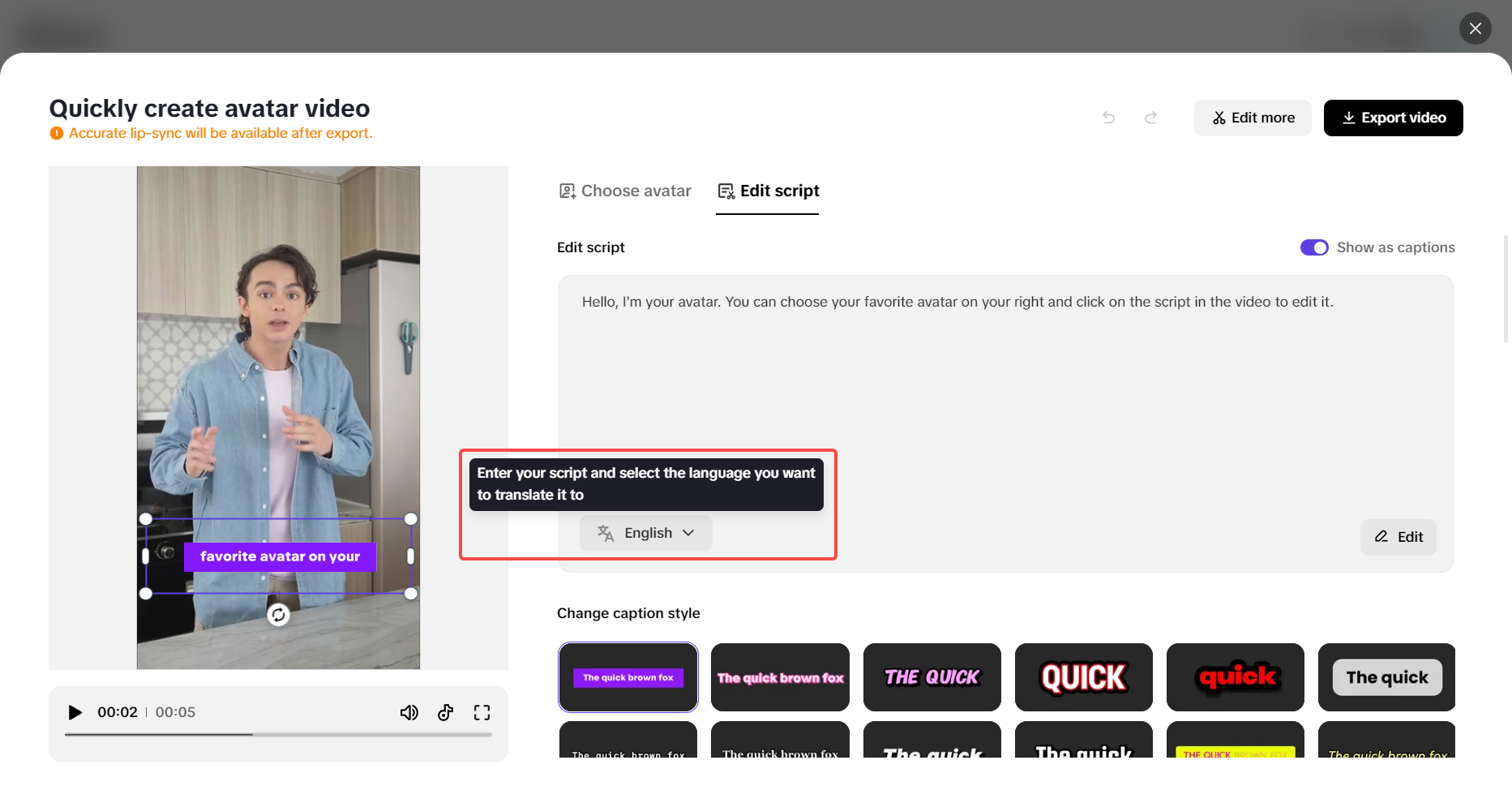 Přizpůsobte svůj video skript