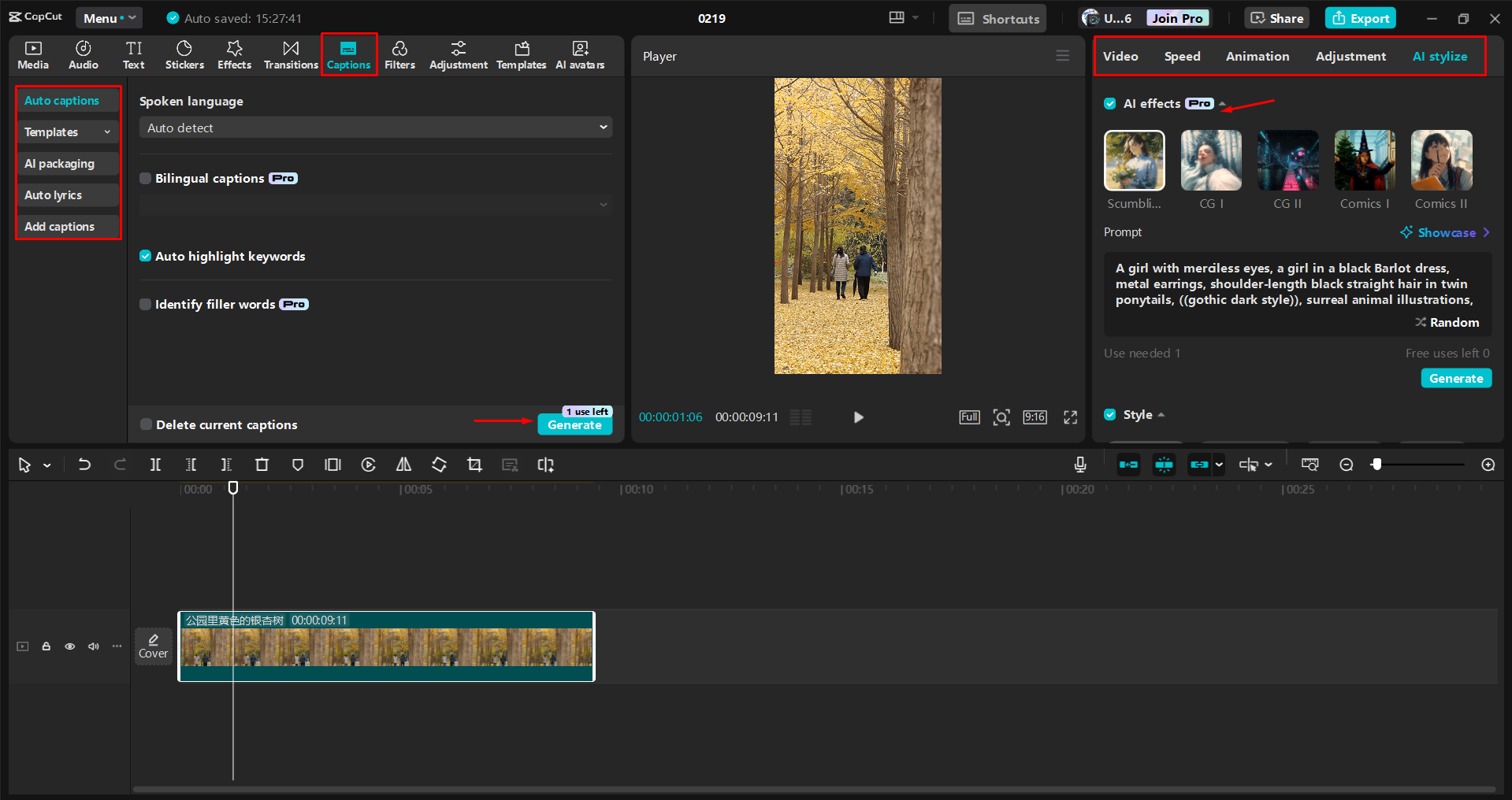 Automatisches Reframing und Bearbeiten des Videos im CapCut Desktop-Videoeditor
