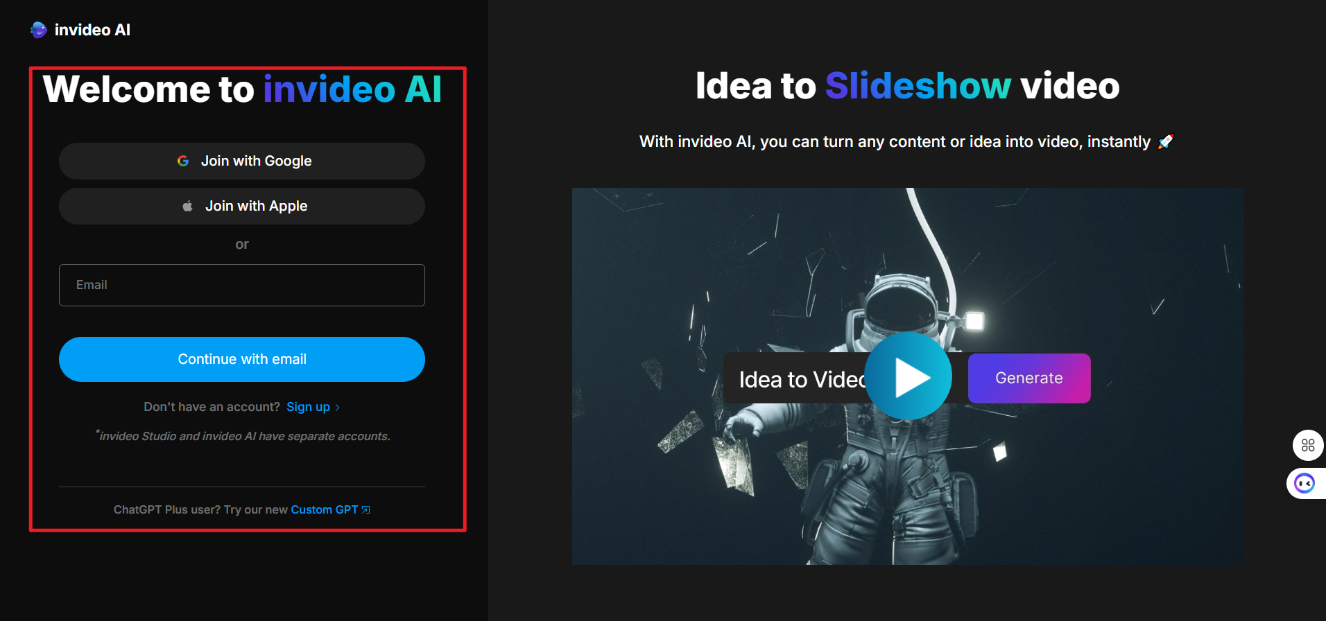 Générateur gratuit ai Invideo