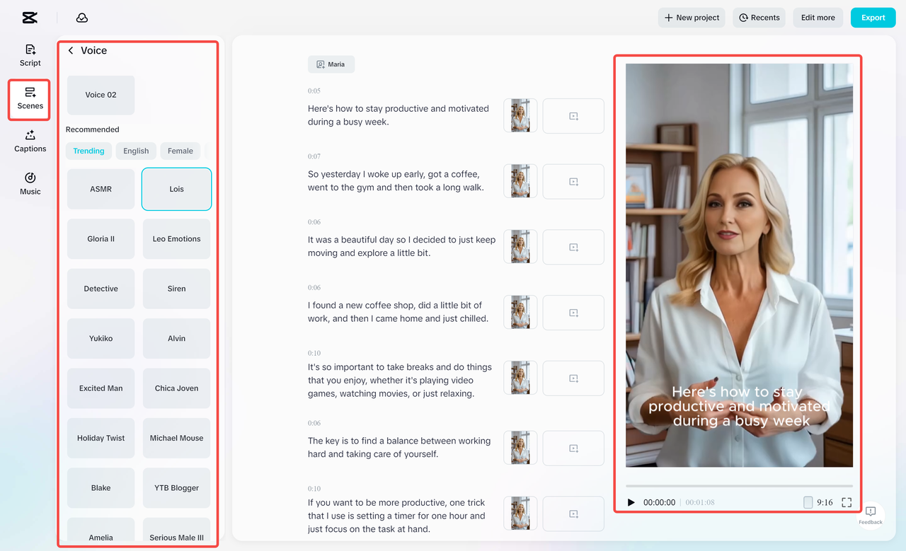 Aggiungere avatar a un video con l' CapCut editor video desktop