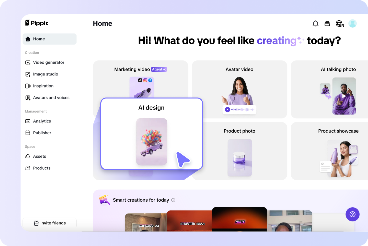 Access AI design and enter prompts