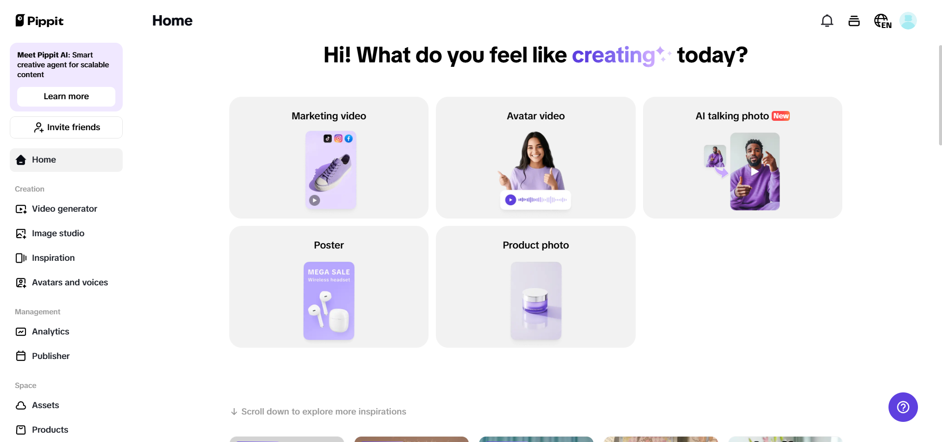 Pippit's interface