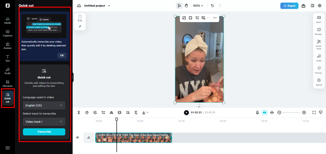 Szybkie cięcie w Pippit