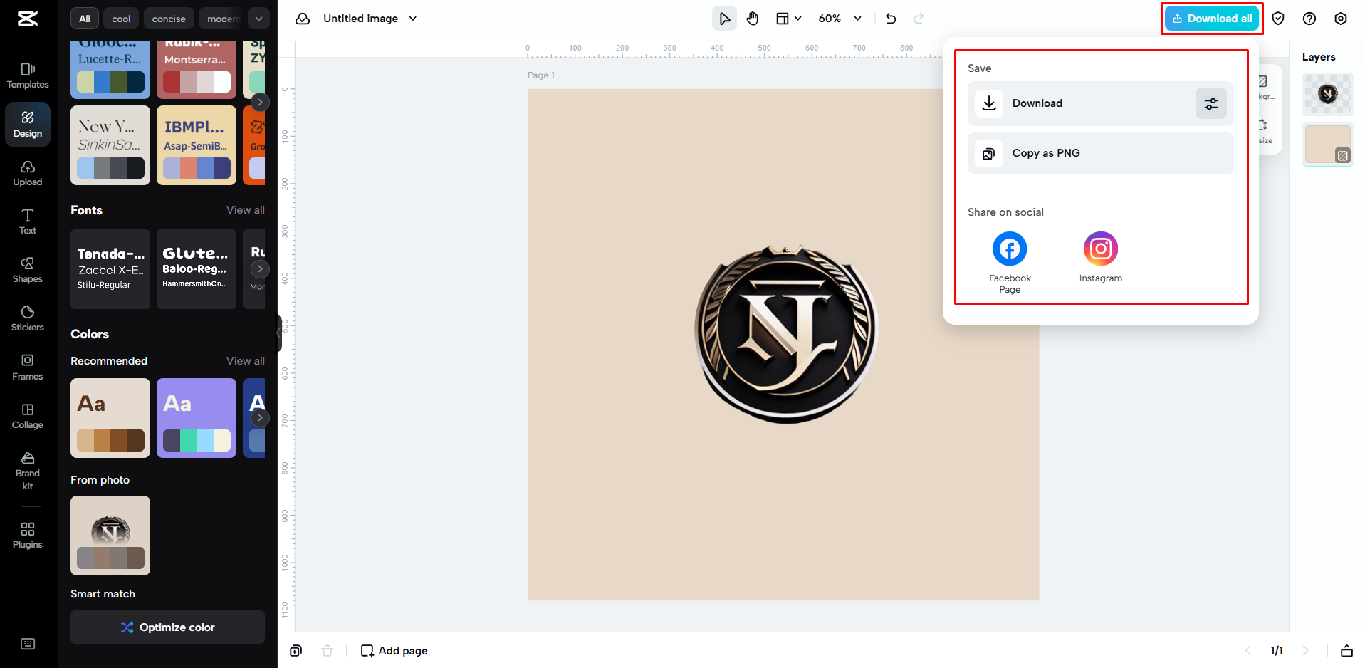 Pag-download ng logo mula sa CapCut Web