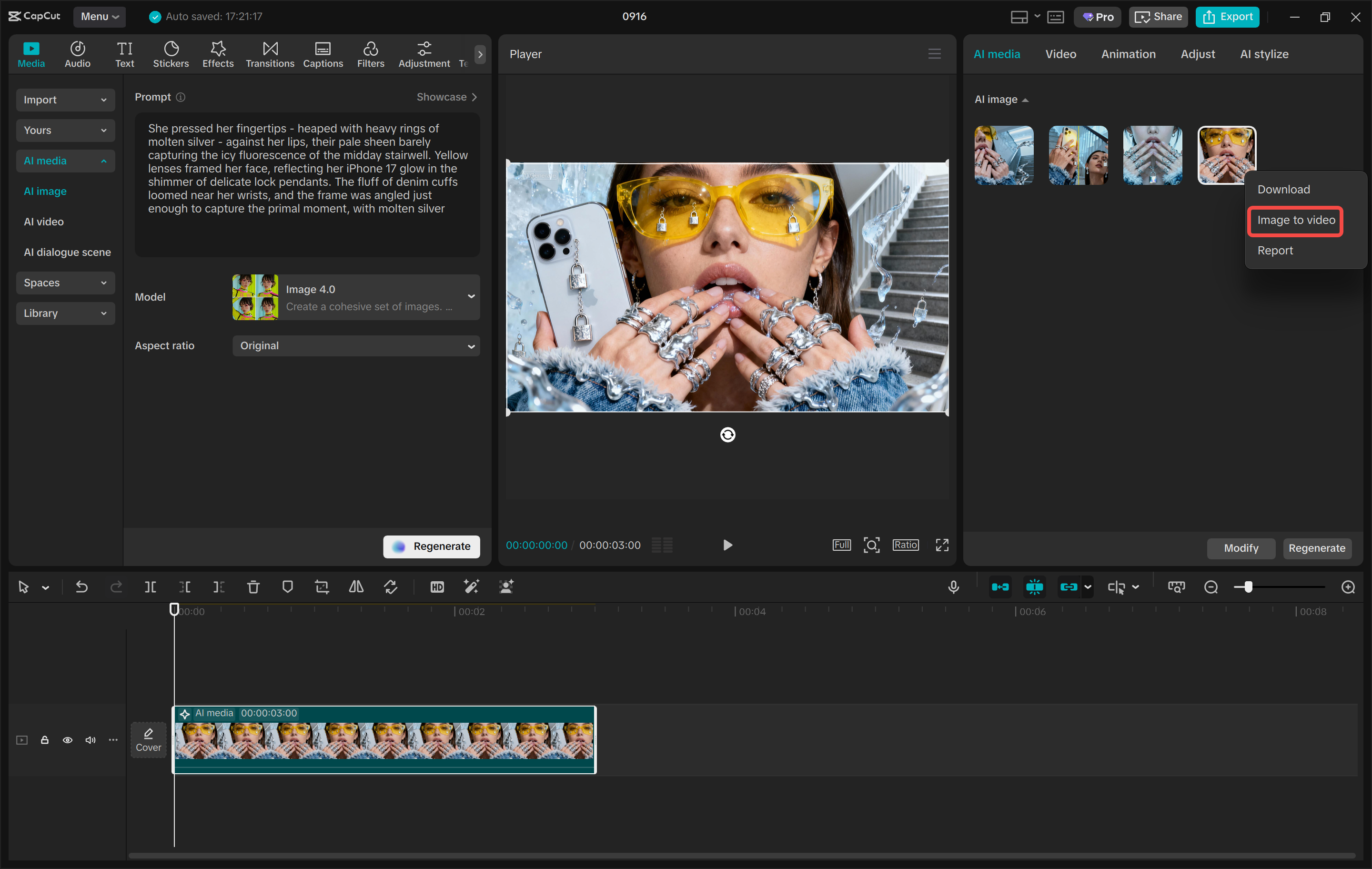Generating images in the CapCut desktop video editor