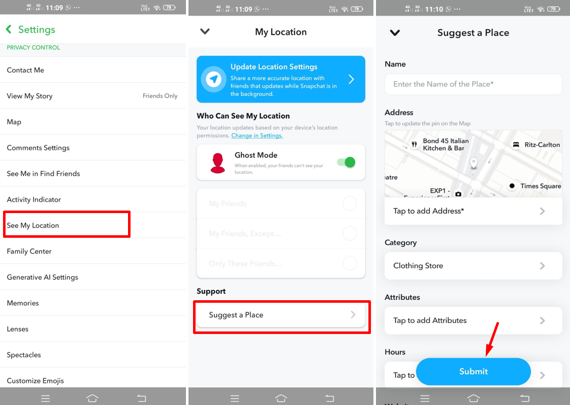 Image showing how to add a location stamp on Snapchat