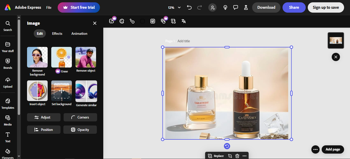 Interface of Adobe