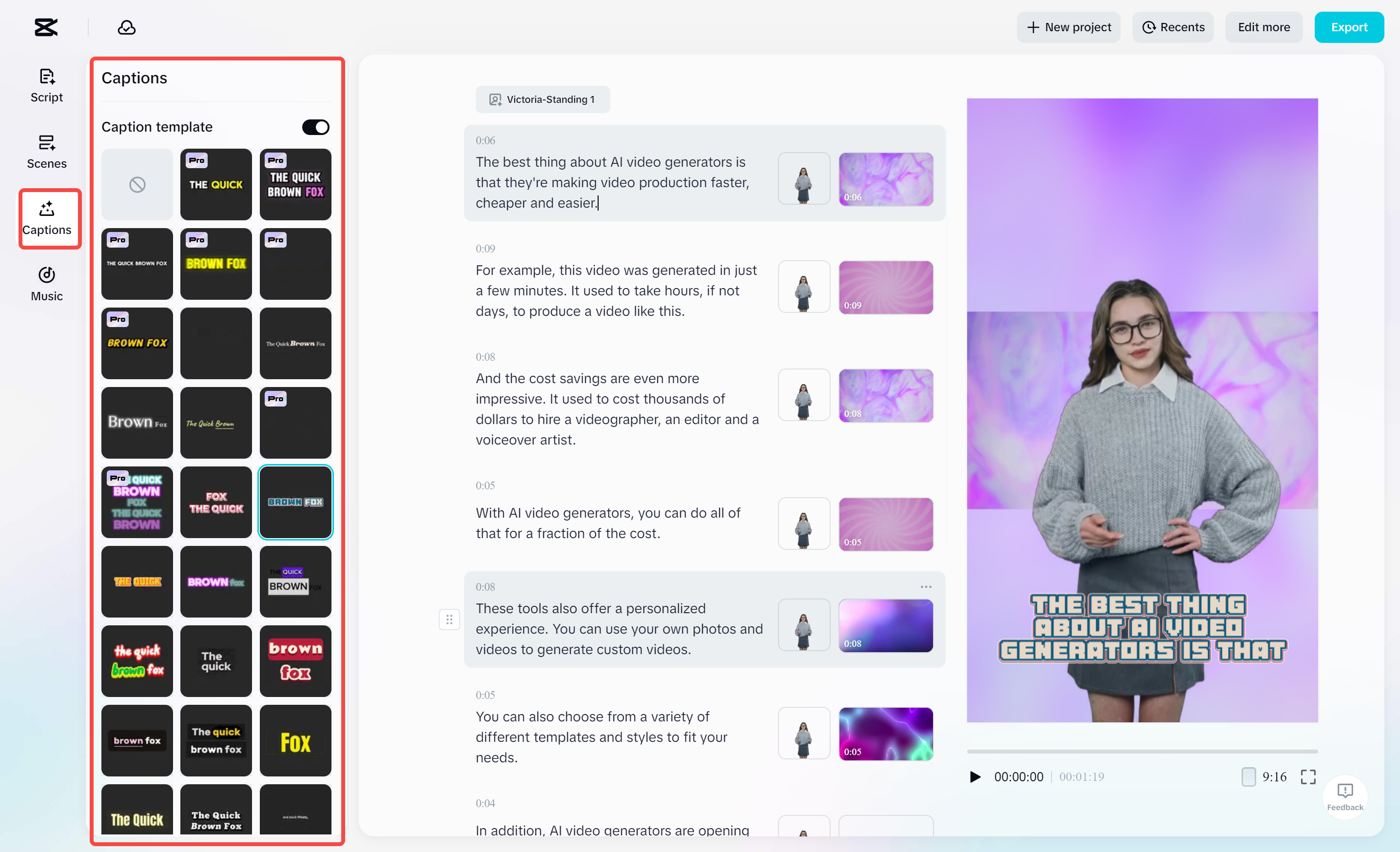 Inserting captions to a video in the CapCut desktop video editor