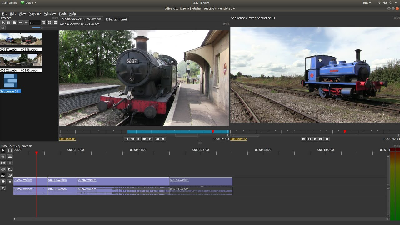Interface of the Olive video editor