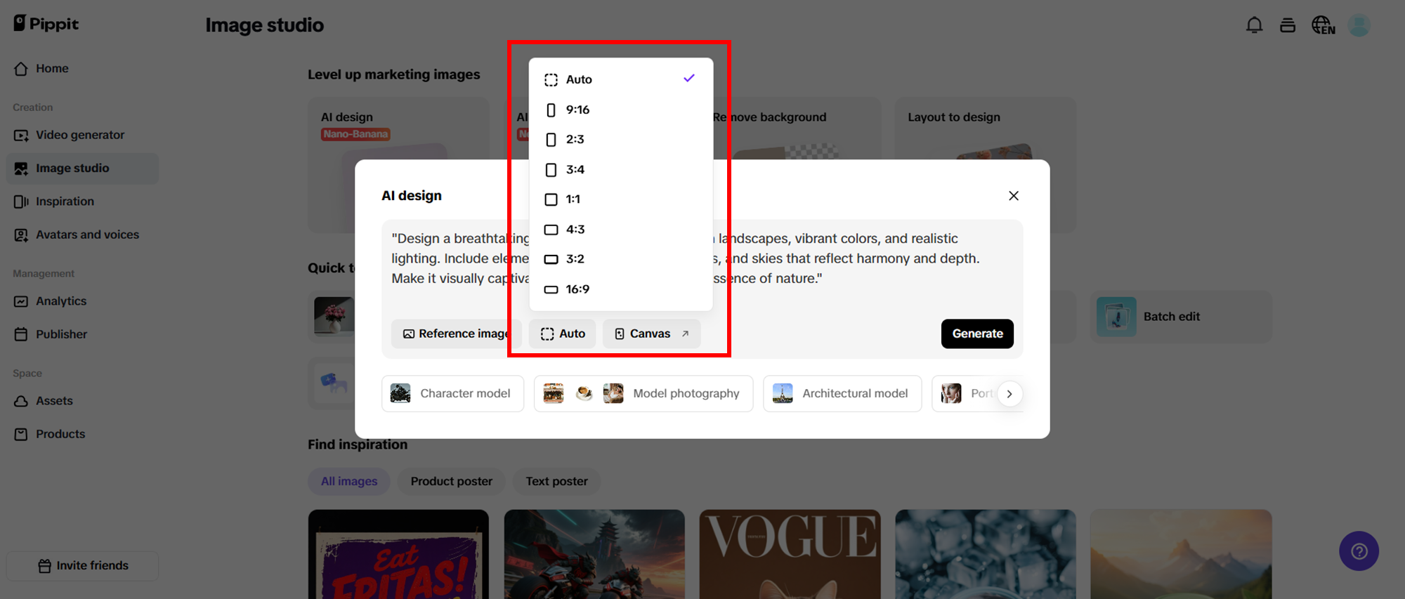 Masukkan arahan dan jana