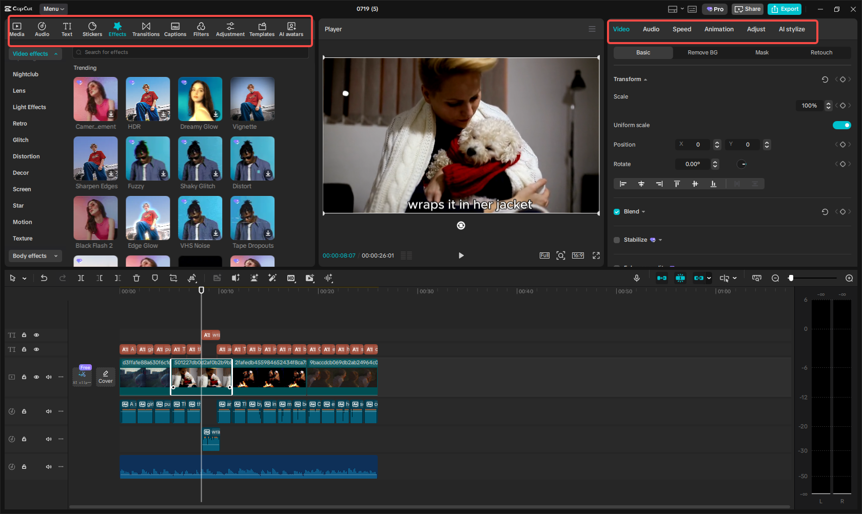 Edit the generated video in CapCut