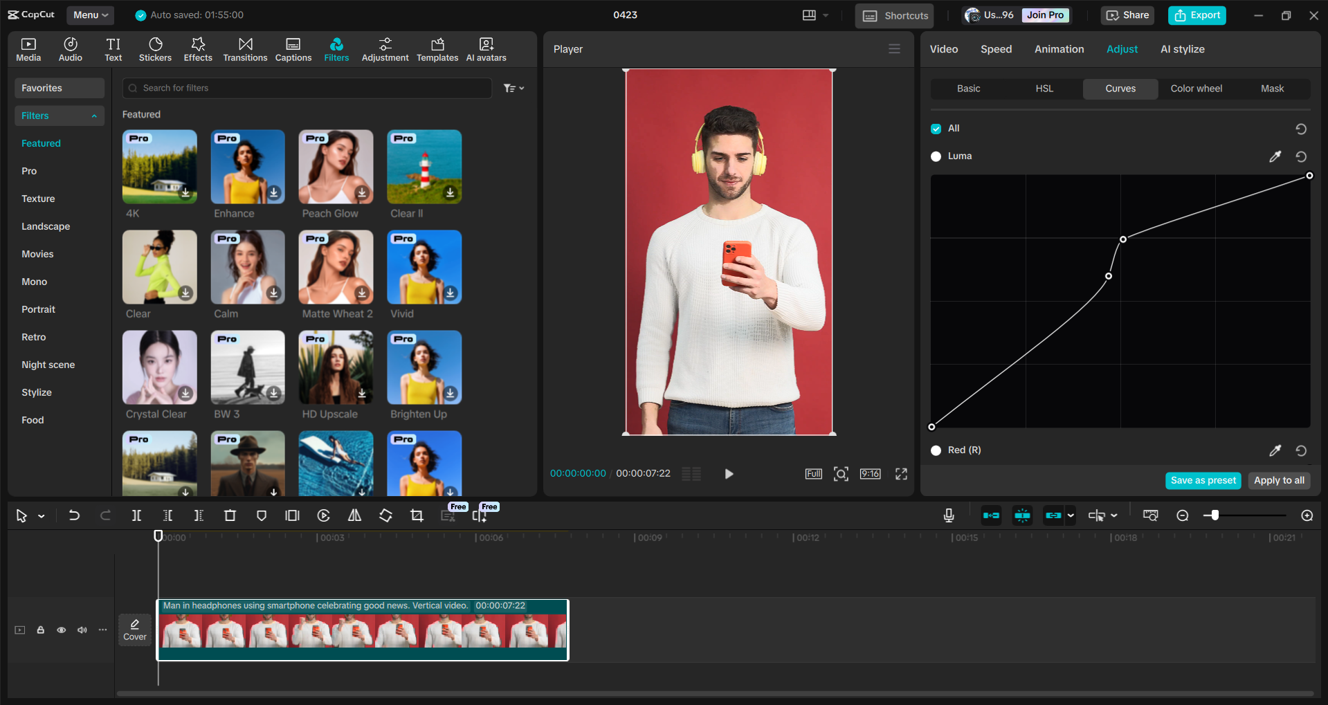 Interfaccia dell' CapCut editor video desktop - uno strumento intuitivo per realizzare YouTube Shorts
