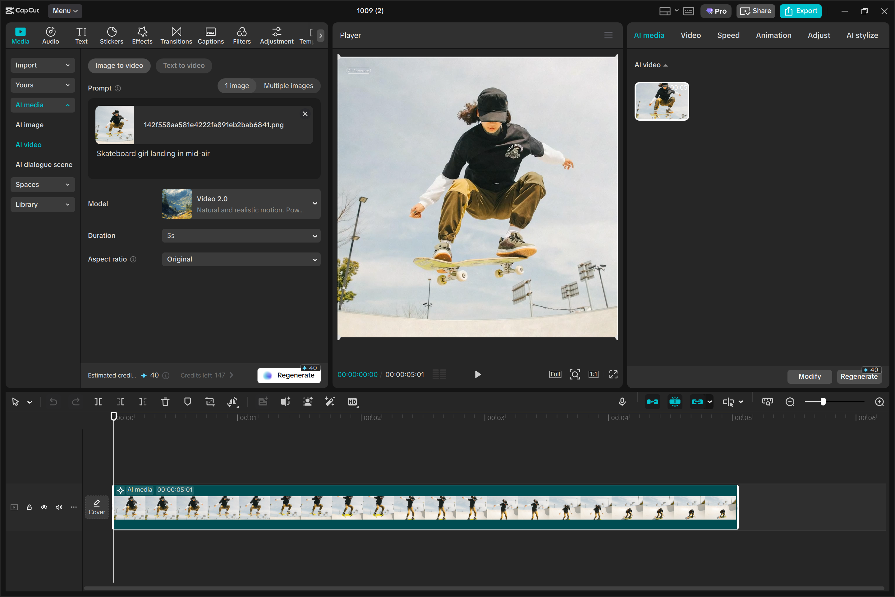 Interface of the CapCut desktop video editor - an easier AI video generation tool