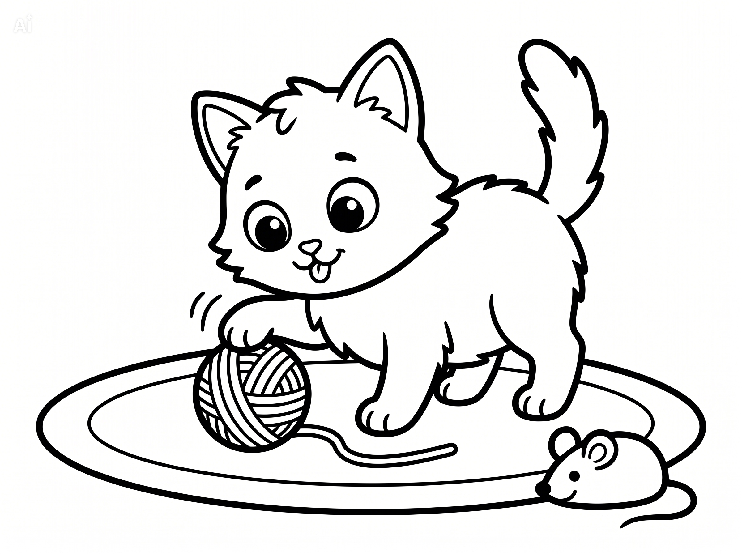 Gato brincando para colorir