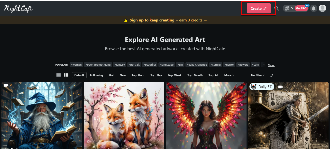 Inicia sesión en NightCafe AI