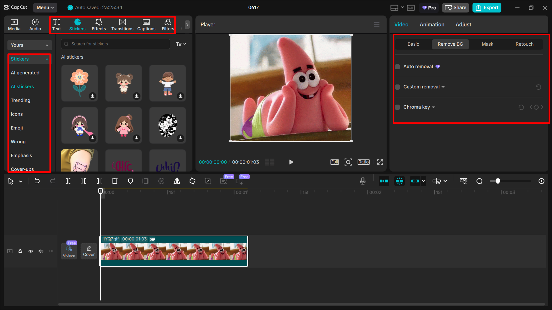 Edición del video para la creación de GIF en el CapCut editor de video de escritorio