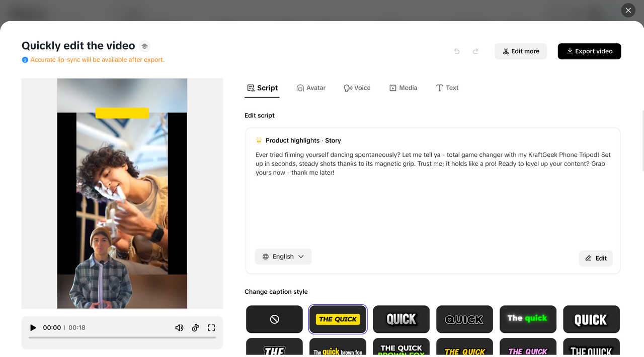 Tweak your TikTok video