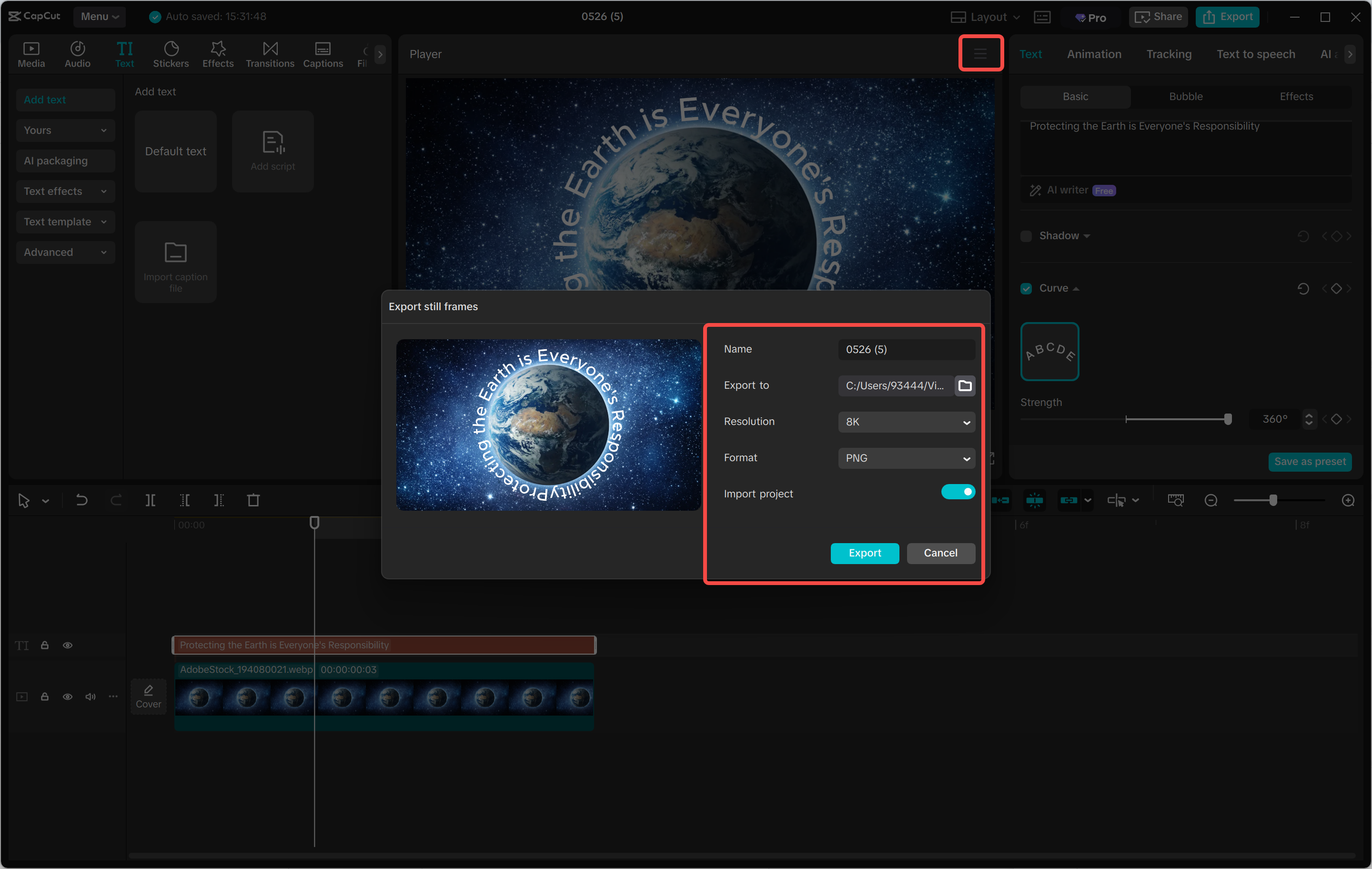 Exportation de la vidéo finale depuis l' CapCut éditeur vidéo de bureau