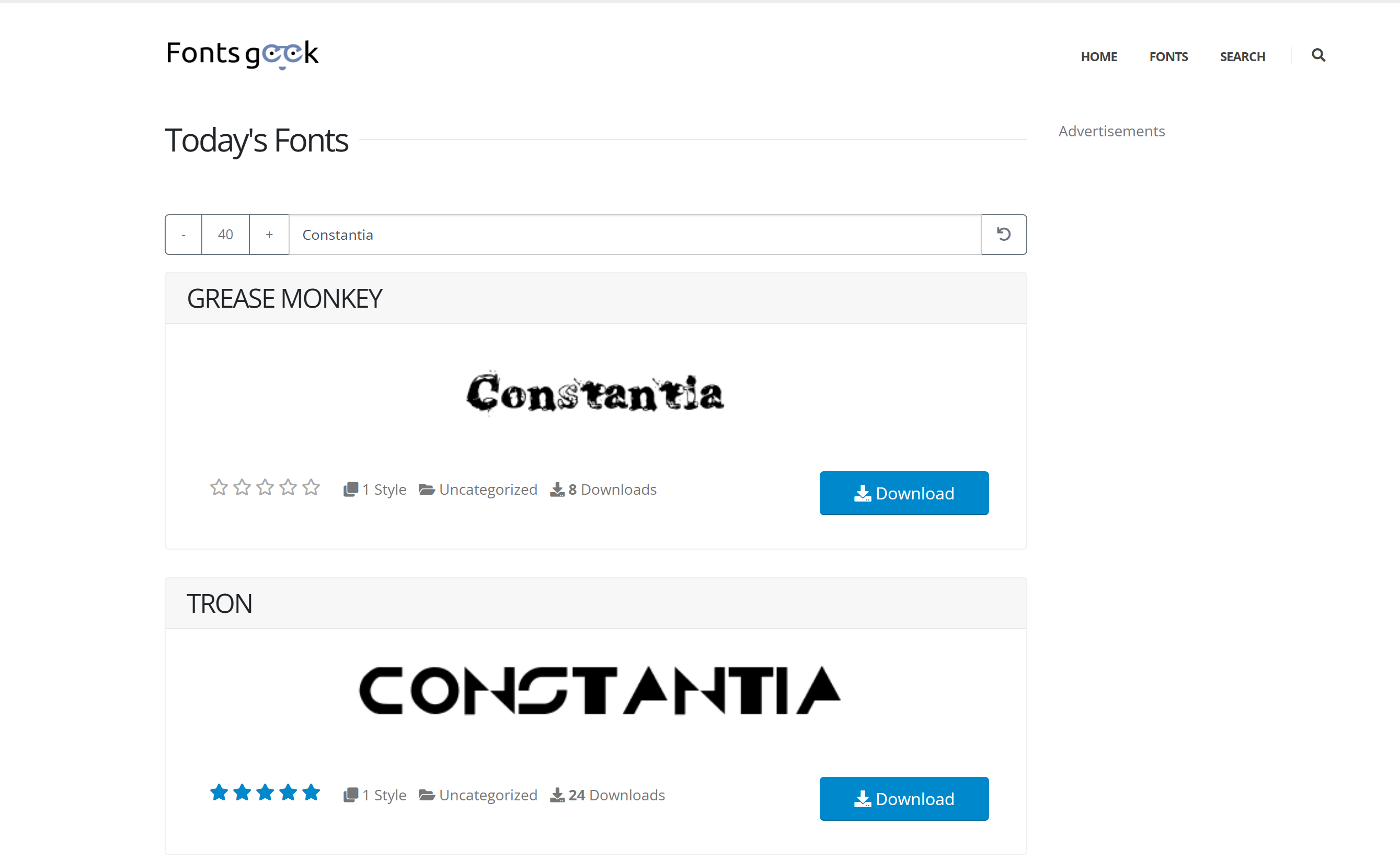 Fontsgeek cho tải xuống phông chữ Constantia