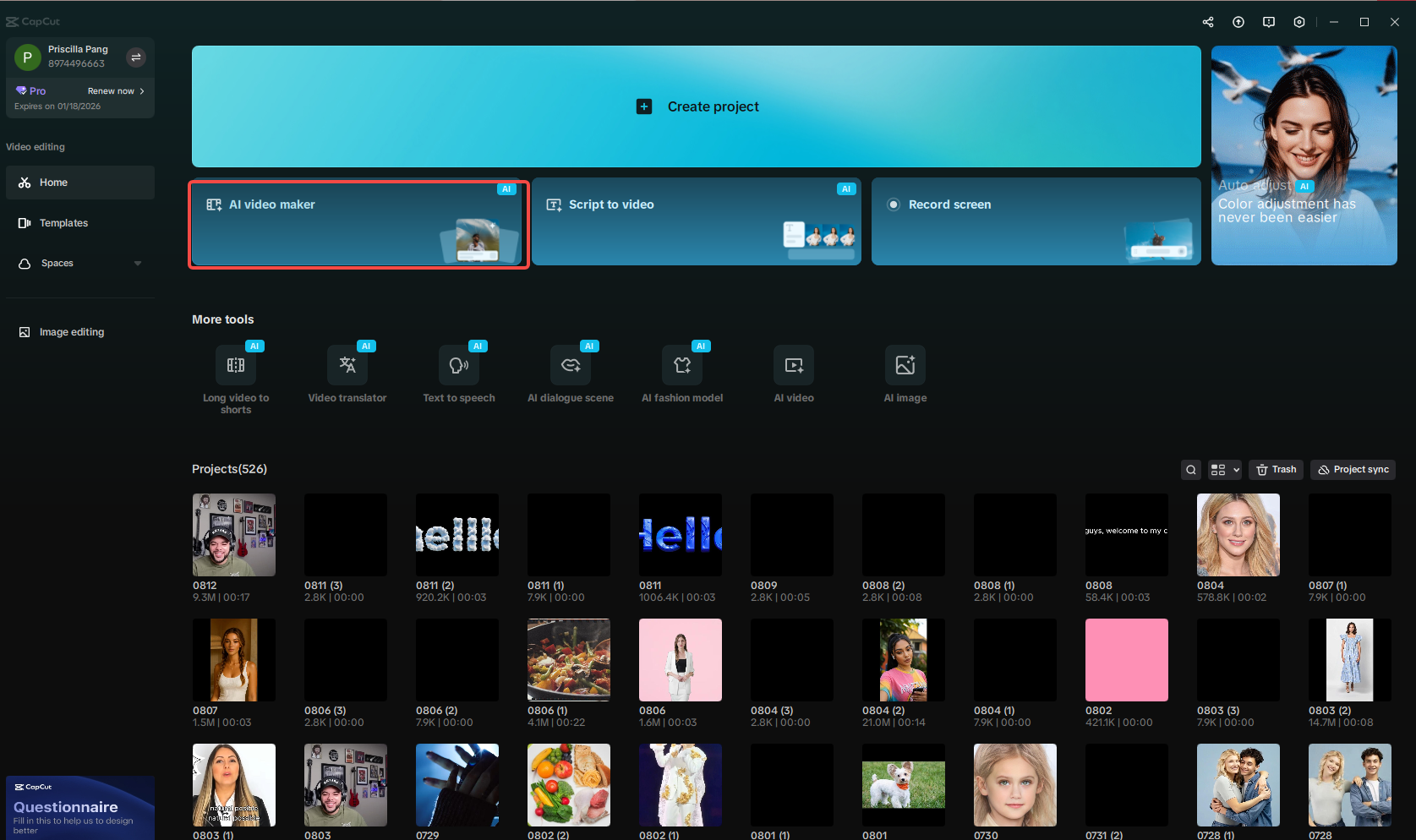 Access AI video generator in CapCut