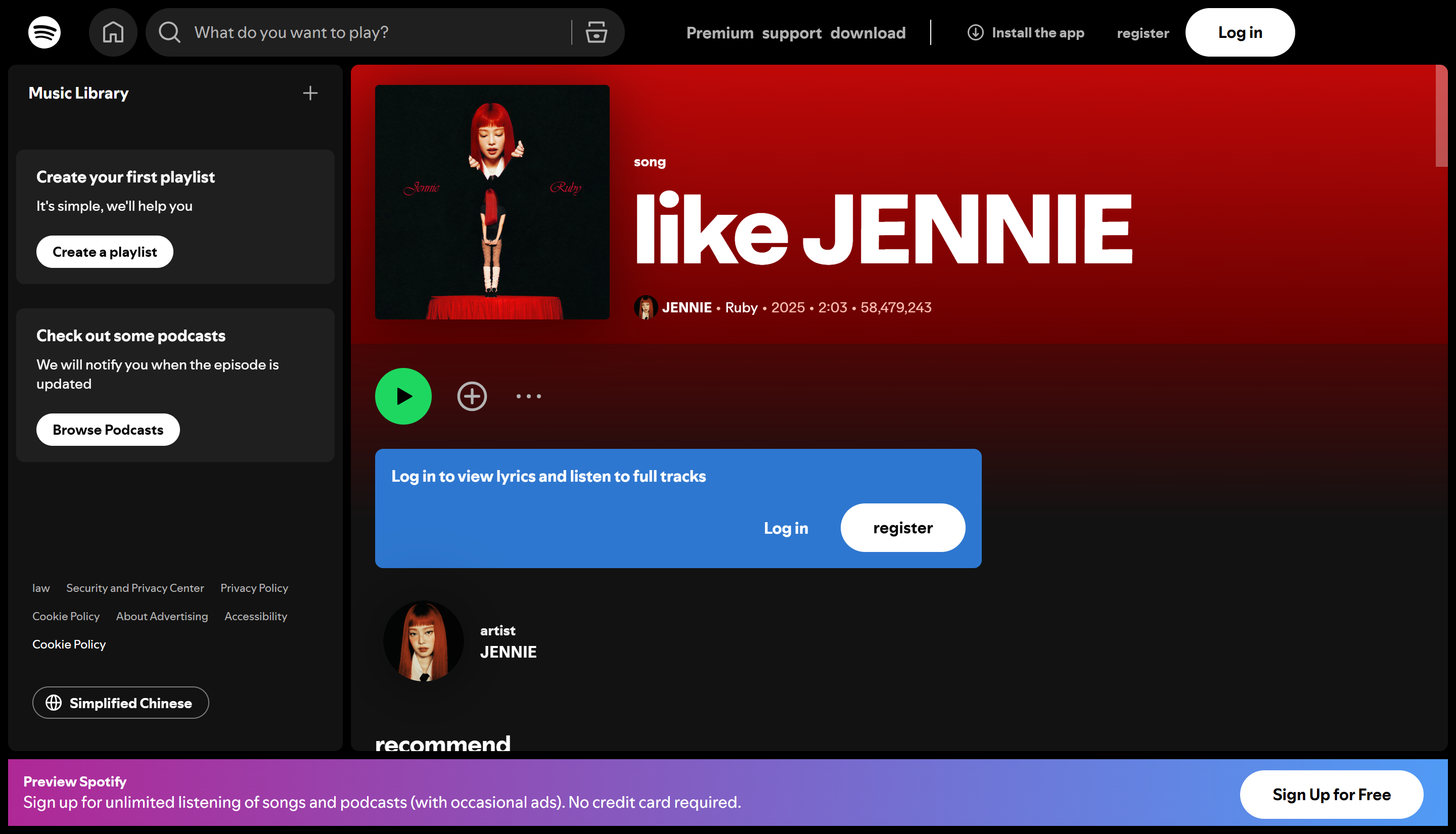 Las 50 mejores canciones de Spotify: como JENNIE
