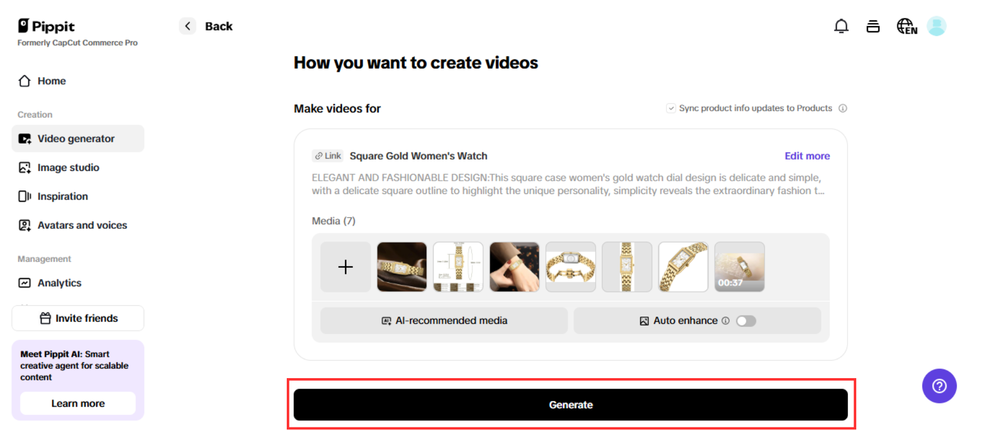 Generate your product video