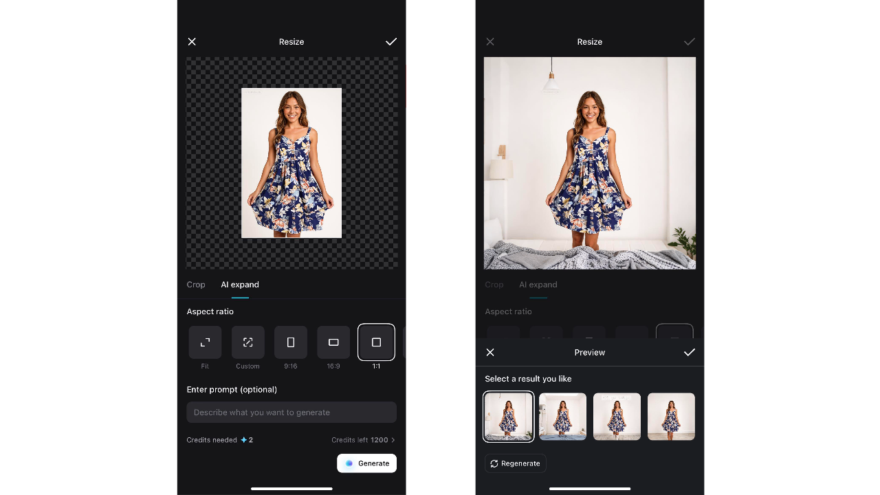 Choose aspect ratio and expansion settings