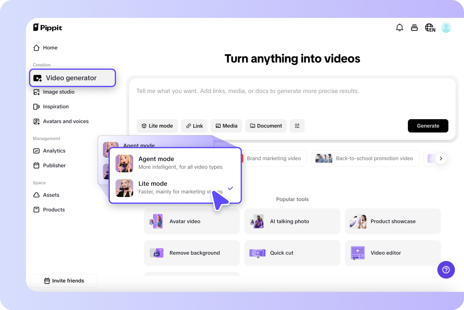 Access the video generator