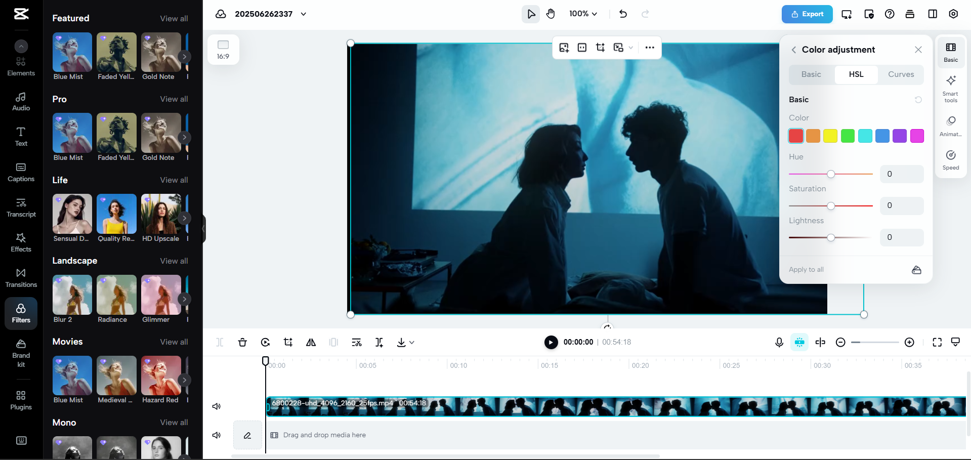 Interface of CapCut Web - one of the best tools for cinematic video editing