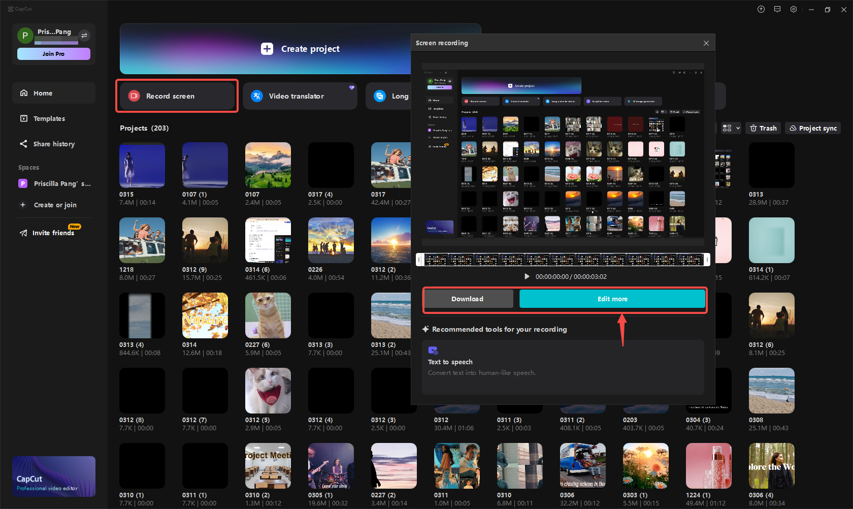 Graba tu pantalla en CapCut