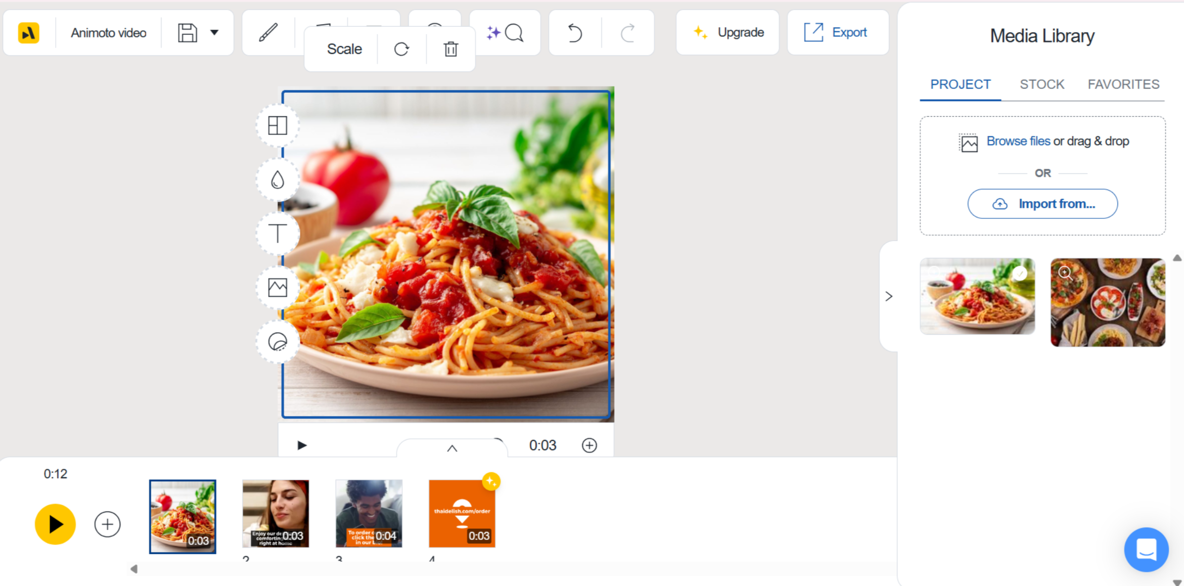 Animoto - one of the best AI food makers