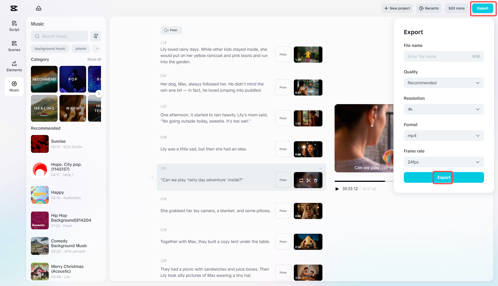 Export video