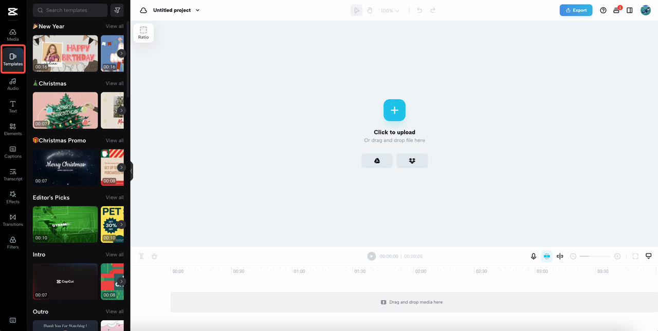 Modèles vidéo gratuits sur l' CapCut éditeur vidéo en ligne