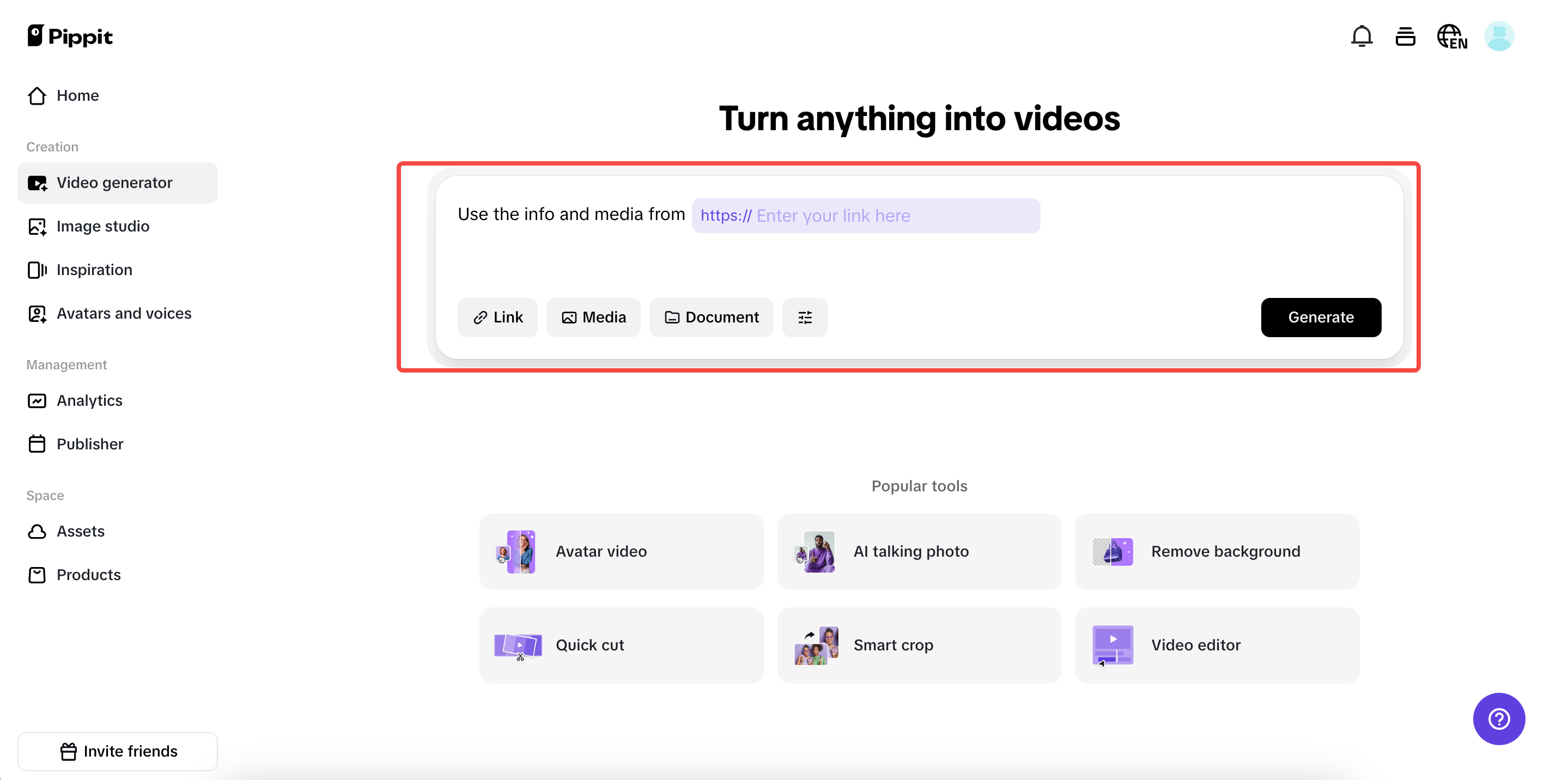 AI-powered ad generation of Pippit