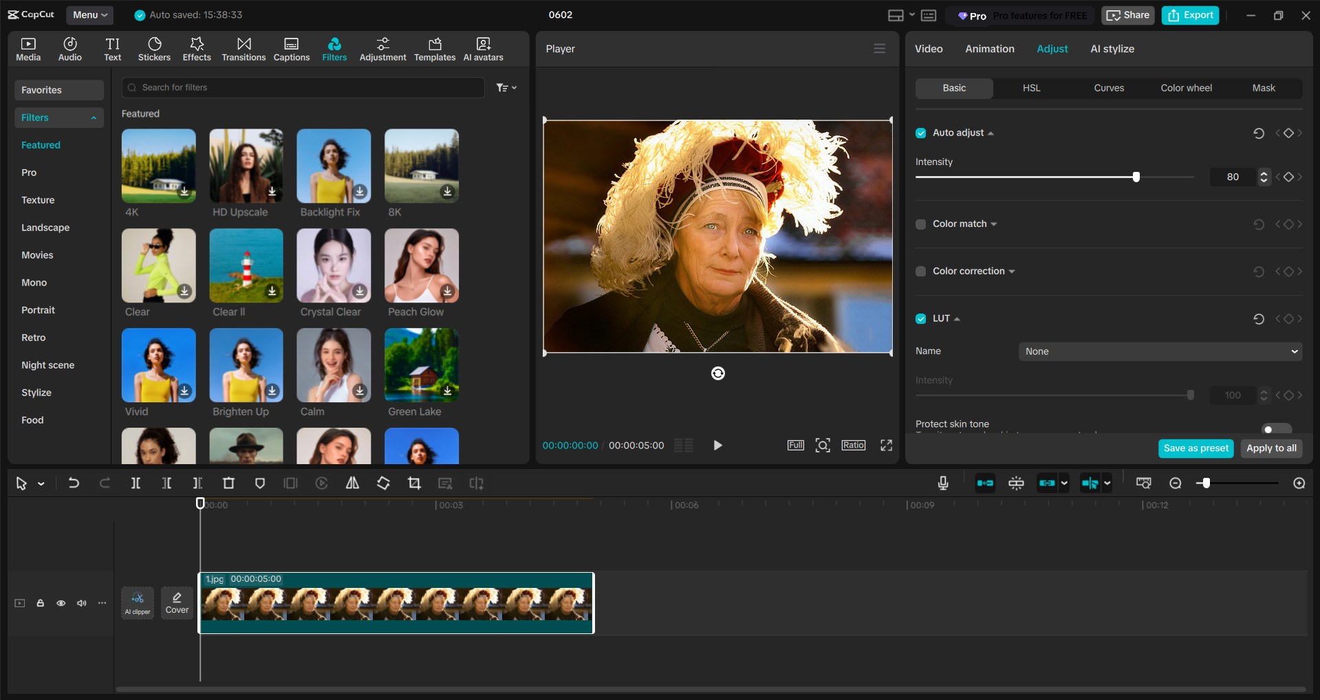 Schnittstelle des CapCut Desktop-Video-Editors - die beste Software zur Fotorestaurierung
