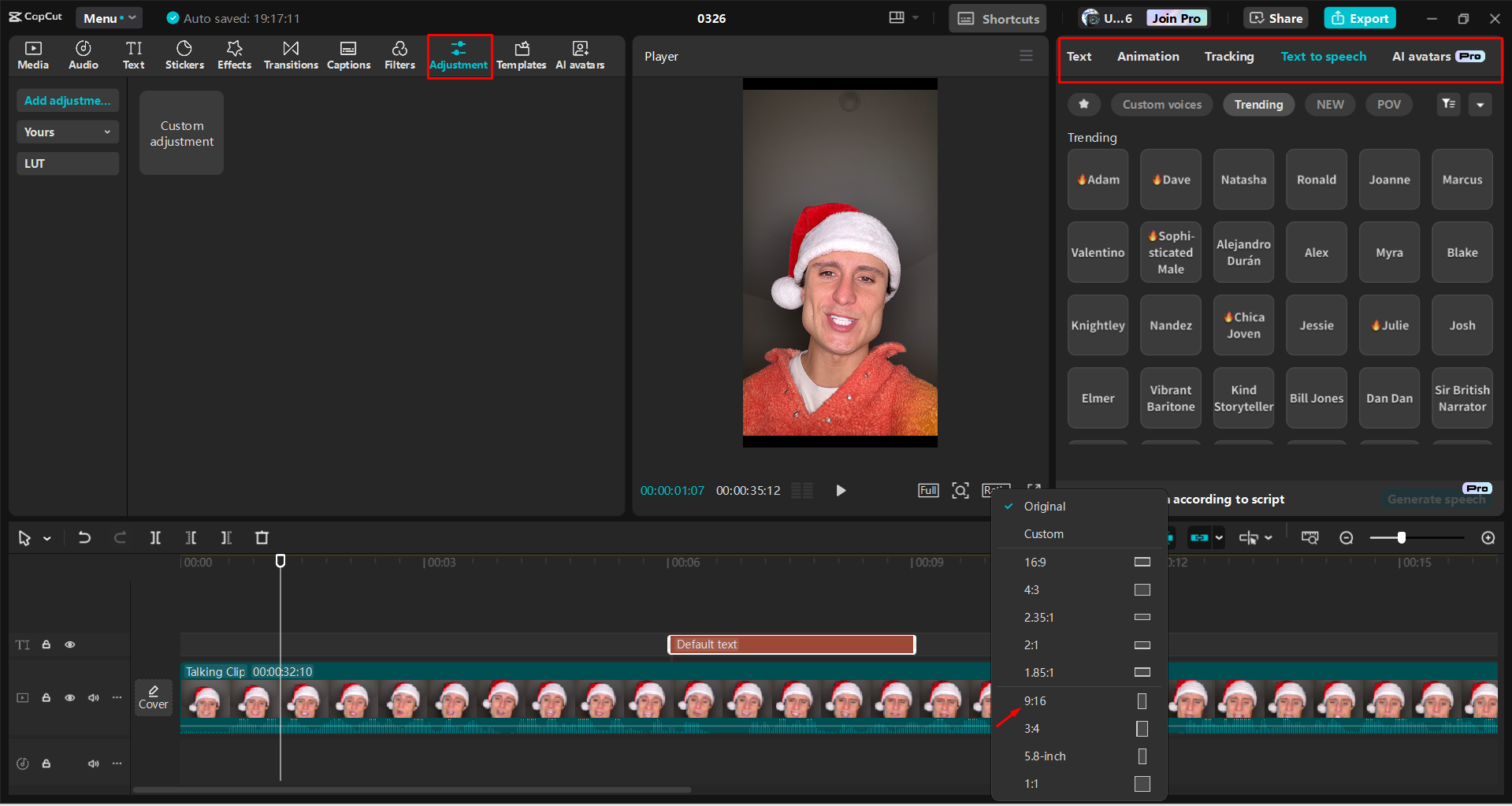 CapCut masaüstü video editörü ile oranı ayarlama ve Instagram için bir makara düzenleme