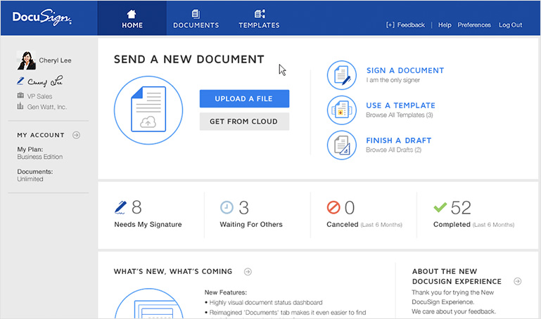 DocuSignインターフェース