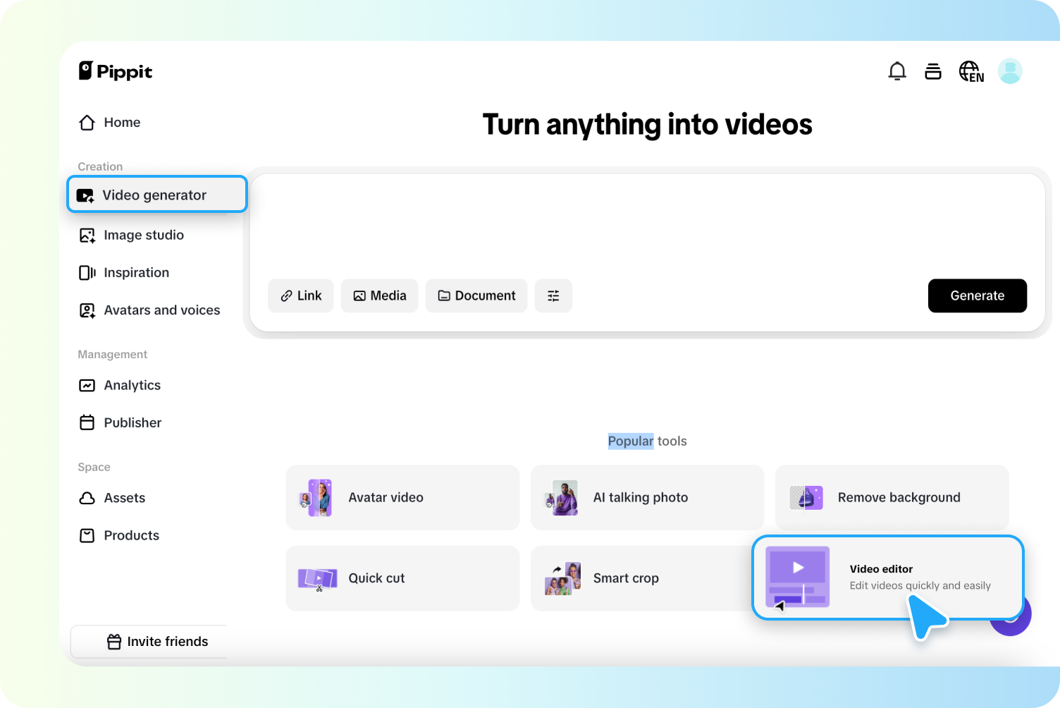 Go to the video generator