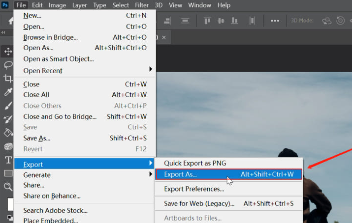 Export your background-removed photo from Photoshop