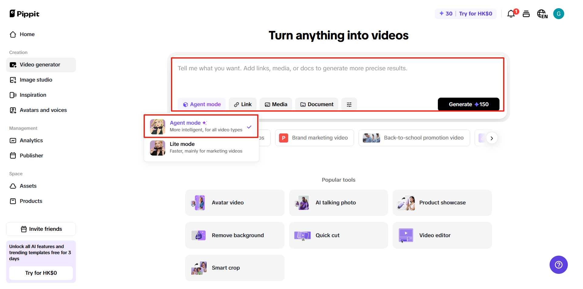 Providing input to video generator