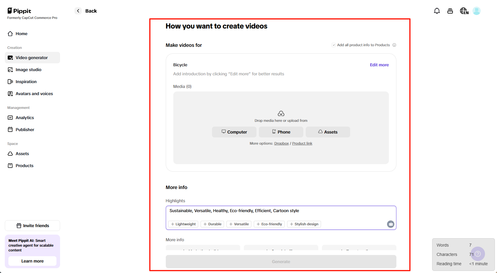 Generate your marketing video