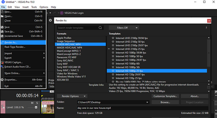 Export the video