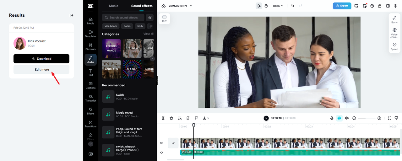 Easy-to-use video editing space