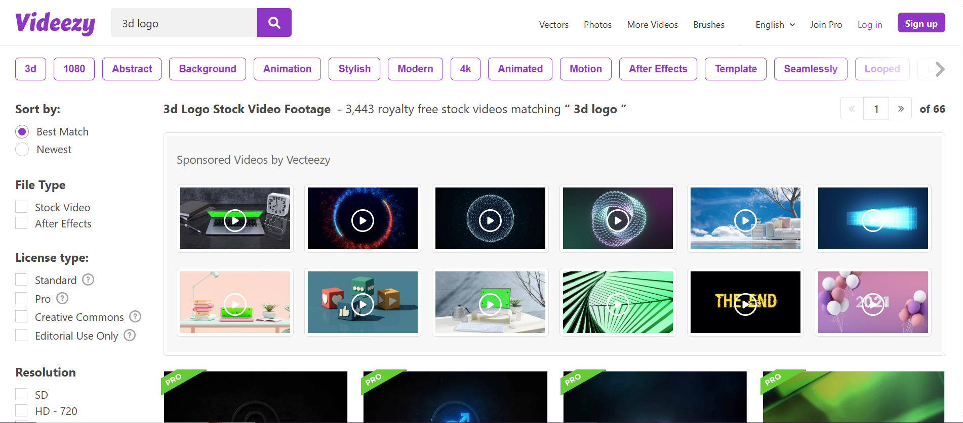 Videezy - templat animasi logo 3D percuma muat turun percuma